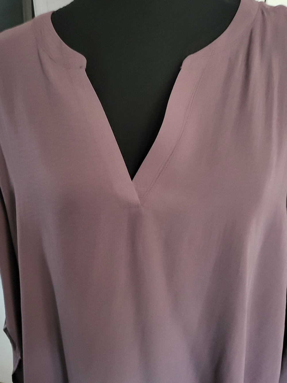 Maurices Dusty Mauve V-Neck Roll-Tab Tunic - Picture 2 of 5